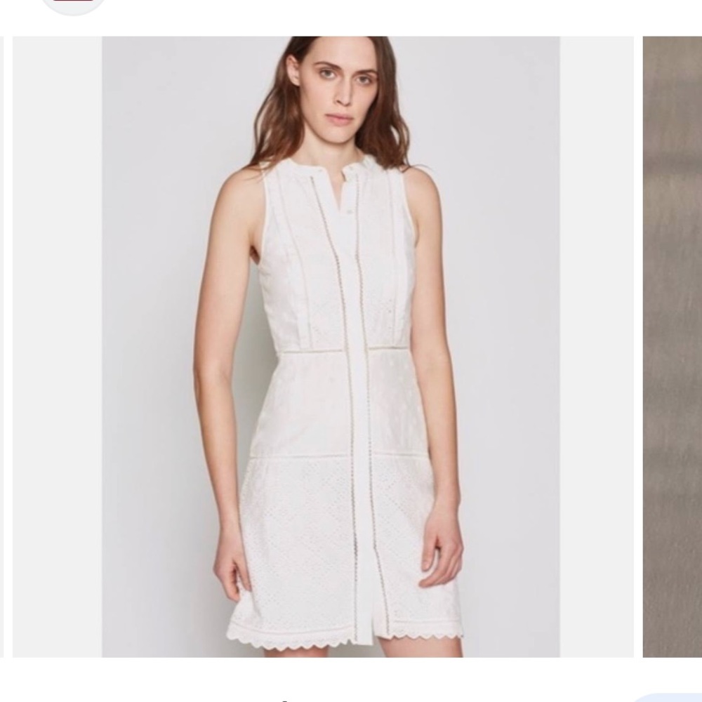 White sleeveless eyelet dress by Joie